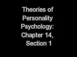 Theories of Personality Psychology: Chapter 14, Section 1