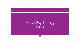 Social Psychology Unit 14