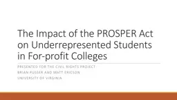 The Impact of the PROSPER Act on Underrepresented Students in For-profit Colleges