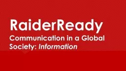 RaiderReady   Communication in a Global Society: