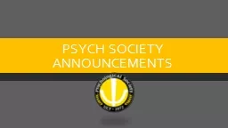 Psych Society Announcements