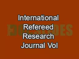     International Refereed Research Journal Vol