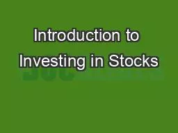 Introduction to Investing in Stocks