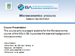 Microeconomics    precourse