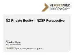 NZ Private Equity – NZSF Perspective