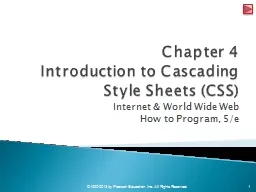 Chapter 4 Introduction to Cascading Style Sheets (CSS)