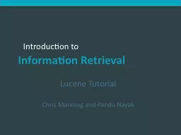 Lucene Tutorial  Chris  Manning and