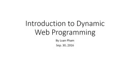 Introduction to Dynamic Web Programming