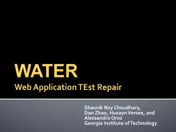 WATER Web Application  TEst