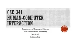 CSC 341 Human-Computer Interaction