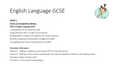 English Language GCSE PAPER 1: