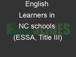 English Learners in NC schools (ESSA, Title III)