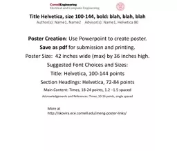 Poster Creation : Use  Powerpoint