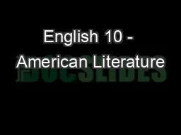 English 10 - American Literature