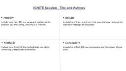 IGNITE Session , Title and Authors