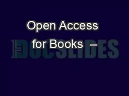 Open Access for Books  –