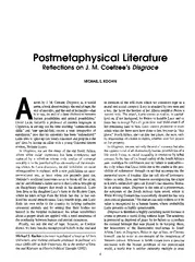 Postmetaphysical Literature Reflections on J