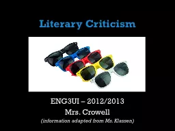 Literary Criticism ENG3UI – 2012/2013