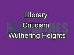 Literary Criticism Wuthering Heights