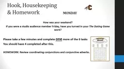 Hook, Housekeeping  & Homework