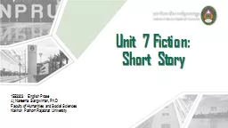 Unit  7 Fiction:  Short Story
