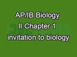 AP/IB Biology II Chapter 1 invitation to biology