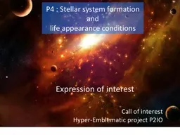 P4 : Stellar system formation and