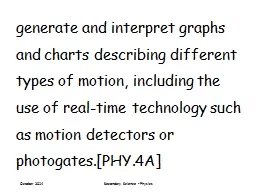 generate and interpret graphs and charts describing different types of motion, including