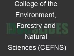 Welcome! College of the Environment, Forestry and Natural Sciences (CEFNS)