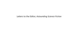 Letters to the Editor,  Astounding Science Fiction