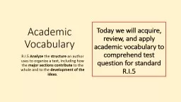 Academic Vocabulary R.I.5 