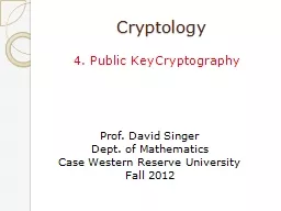 Cryptology 4. Public  KeyCryptography