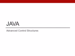 Java Advanced Control Structures