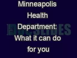 Minneapolis Health Department: What it can do for you