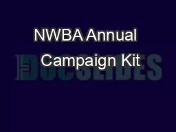 NWBA Annual  Campaign Kit