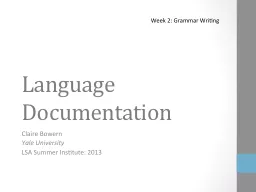 Language Documentation Claire Bowern