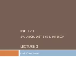 INF 123  SW Arch, dist sys &