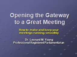 PPT-Opening the Gateway to a Great Meeting