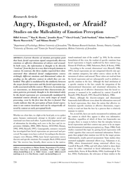 Research Article Angry Disgusted or Afraid Studies on