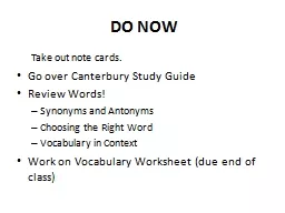 PPT-DO NOW Take out note cards.