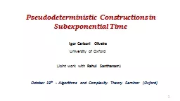 Pseudodeterministic  Constructions in Subexponential Time