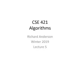 CSE 421 Algorithms Richard Anderson