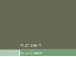 English 9 Quarter 2, Week 3