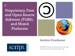 Andrés Guadamuz SCRIPT Centre for Research in IP and  Technology Law, Edinburgh, UK
