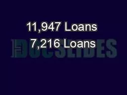 11,947 Loans 7,216 Loans