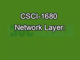 CSCI-1680 Network Layer: