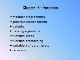 Chapter 6 - Functions modular programming