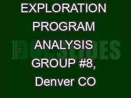 EXOPLANET EXPLORATION PROGRAM ANALYSIS GROUP #8, Denver CO