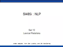 SI485i : NLP Set 10 Lexical Relations