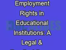 Transgender Employment Rights in Educational Institutions: A Legal & Practical Survey